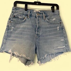 Agolde Women's Frayed Jean Shorts - Light Blue